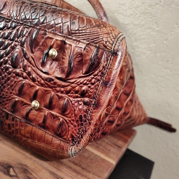 Medium Asher Pecan Melbourne Crocodile Embossed Leather Tote - Picture 6 of 10